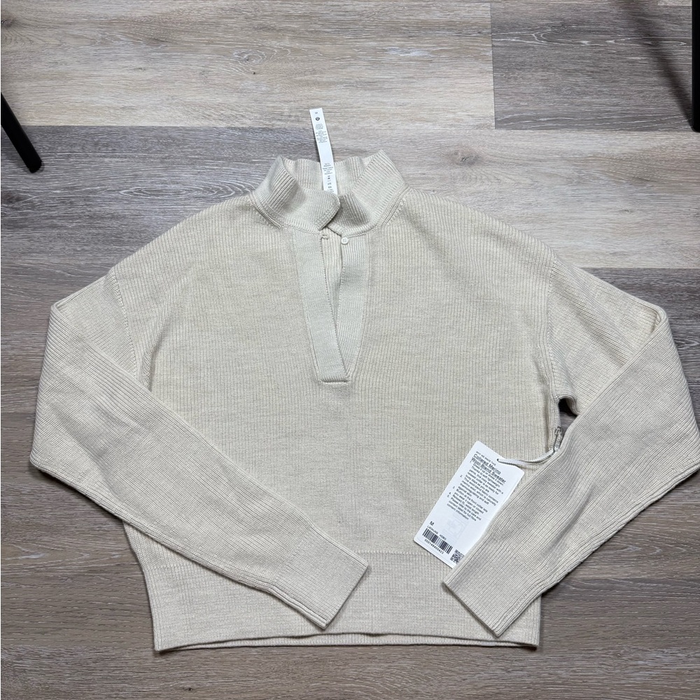 Lululemon Collared Merino Wool Blend Sweater - Heathered Bone